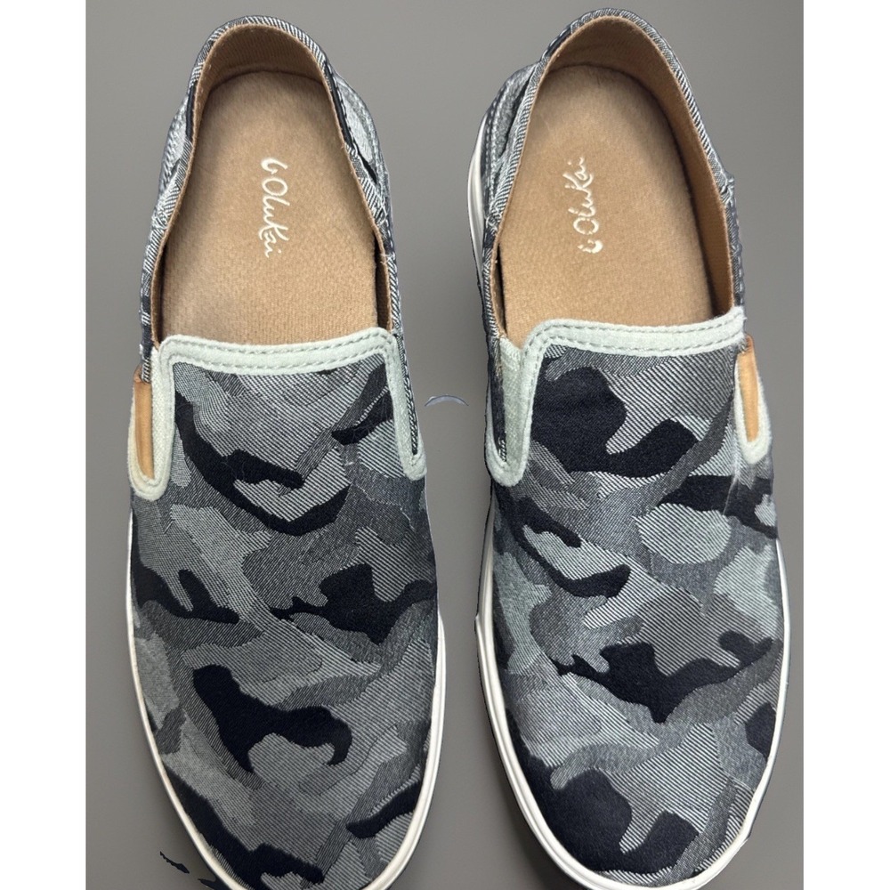OluKai Pehuea Pa'i Gray Camo Slip On Sneakers Women 8.5 20360-GHKE - Picture 3 of 8